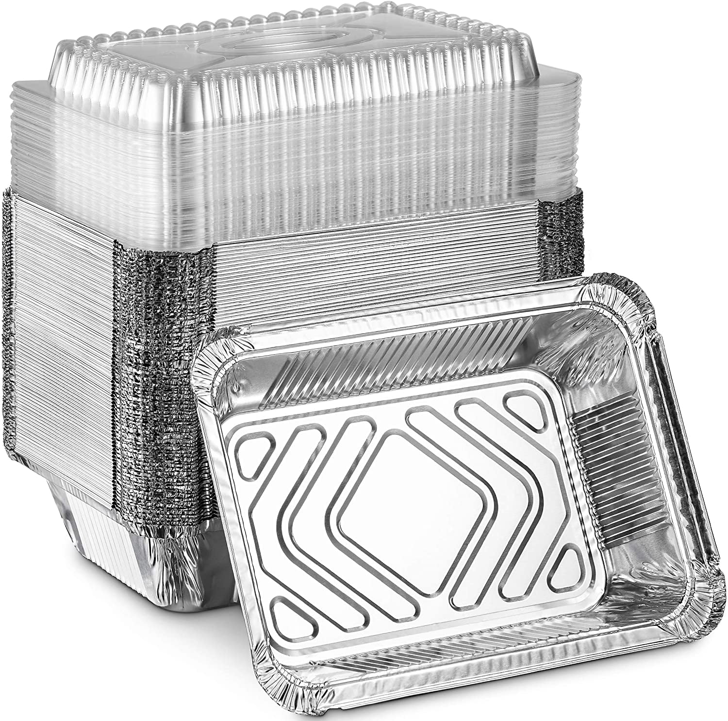  Aluminum Pans with Lids (50-Pack, 8.5×6) 2.25 LB