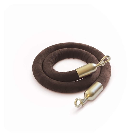 Montour Line Heavy-Duty Stanchion Rope Cotton , Post Queue Line Barrier for Movie Theaters, Grand Openings, Hotels (6 ft, Brown Rope with Brass Snap Ends)