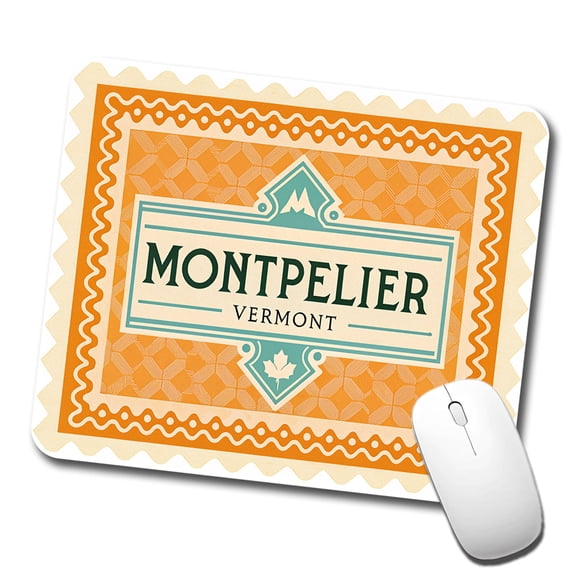 Montpelier VT Vermont Travel Vacation Stamp Mouse Pad Low Profile Gaming Mat