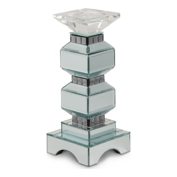 Montreal 12" Tiered Mirrored Candle Holder- Set of 2