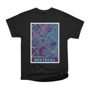 Montreal Canada Neon City Map T-Shirt Tee Gift For Him Merch For Her Apparel For Friend