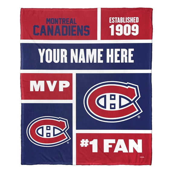 Montreal Canadiens NHL Colorblock Personalized Silk Touch Throw Blanket, 50" X 60"