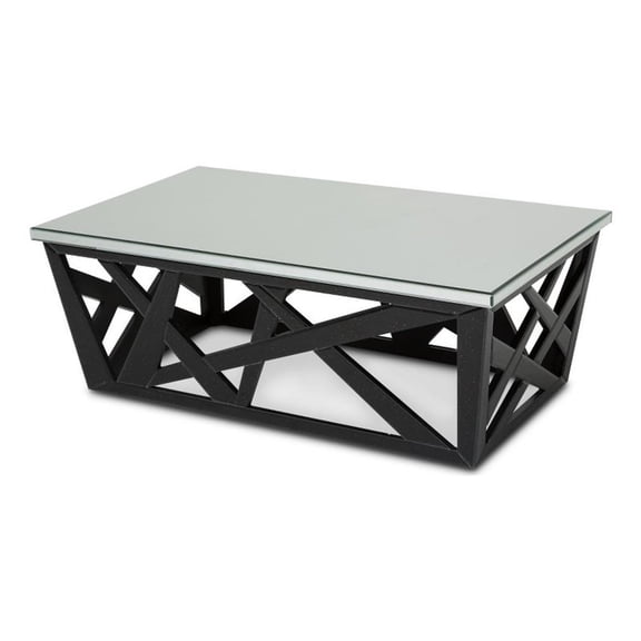 Montreal Cocktail Table with Mirrored Glass Top - Black