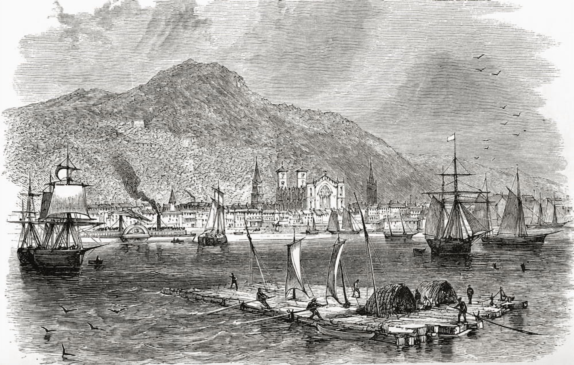 Montreal Harbour Quebec Canada In The Late 19Th Century From North America Published 1883 Canvas Art - Ken Welsh Design Pics (18 x 11)