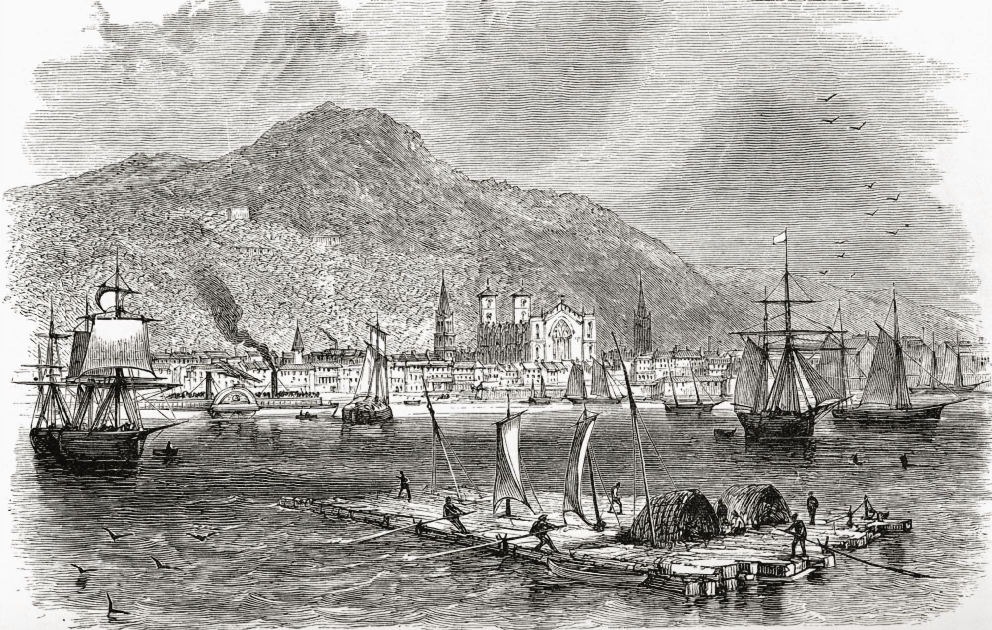 Montreal Harbour Quebec Canada In The Late 19Th Century From North America Published 1883 Canvas Art - Ken Welsh Design Pics (36 x 22)