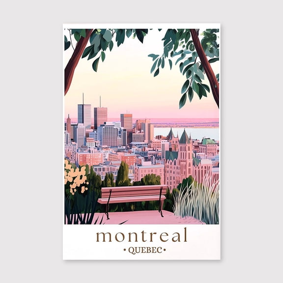 Montreal Quebec City Print, Canada Travel Canvas, Illustrated Wall Art for Wanderlusters