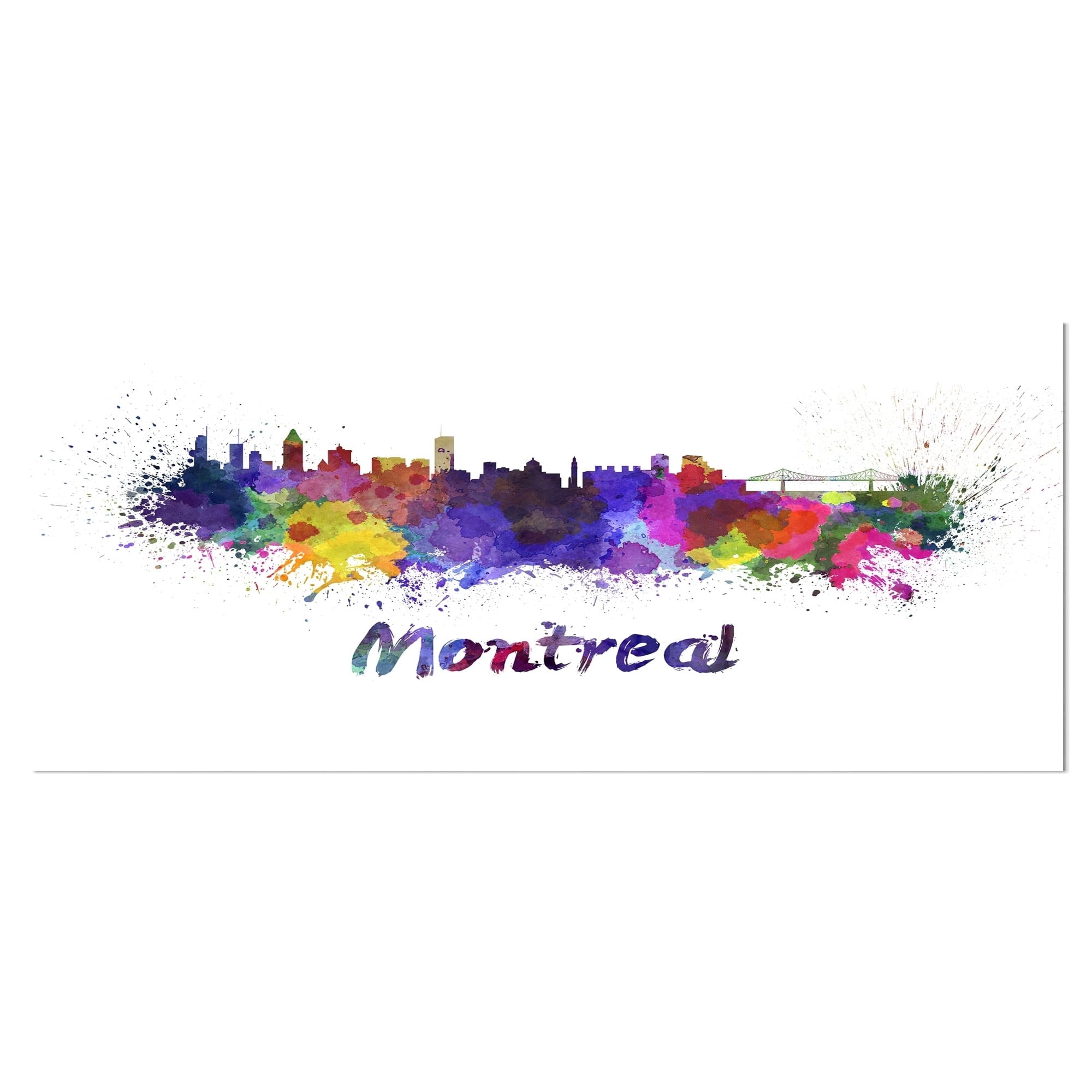 Montreal Skyline Cityscape 40 in x 30 in Painting Art Prints, by Designart