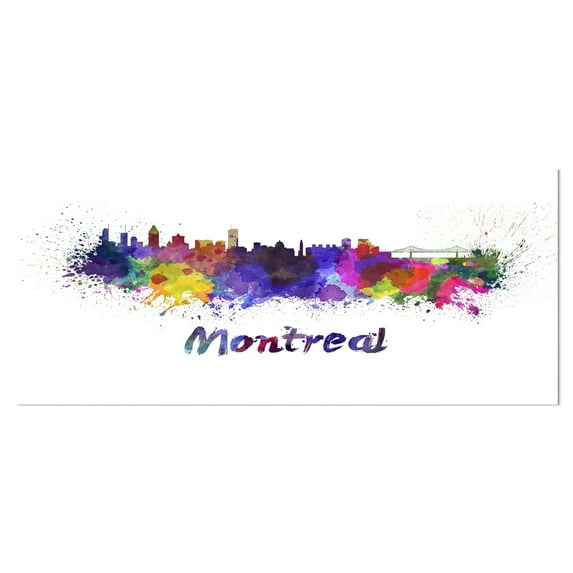 Montreal Skyline Cityscape 40 in x 30 in Painting Art Prints, by Designart