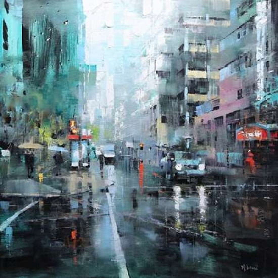Montreal Turquoise Rain Canvas Art - Mark Lague (24 x 24)