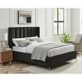 thumbnail image 1 of Montrell Upholstered Velvet King Size Wingback Platform Bed, Black, 1 of 7