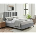 thumbnail image 1 of Montrell Upholstered Velvet Queen Size Wingback Platform Bed, Light Grey, 1 of 7
