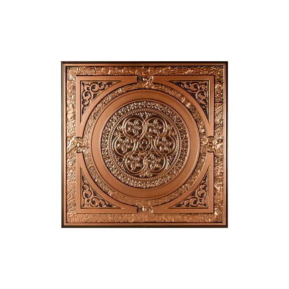 Montroy 2 ft. x 2 ft. Drop-in or Glue-Up Vinyl Ceiling Tile in Antique Copper