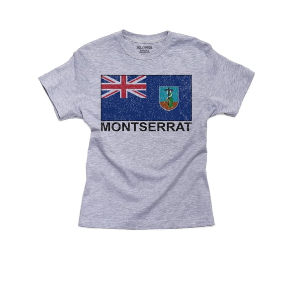 Montserrat Flag - Special Vintage Edition Boy's Cotton Youth Grey T-Shirt