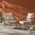 thumbnail image 1 of Montserrat Wicker Outdoor Club Chairs with Cushions, Set of 2, Light Brown and Beige, 1 of 9
