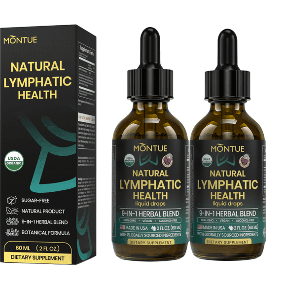 Montue 21-in-1 Lymphatic Drainage Drops 6000mg Immune & Lymph System Support for Women & Men with Echinacea, Dandelion, Burdock, Bromelain, Calendula, Turmeric & More Liposomal Formula, 2 FL OZ