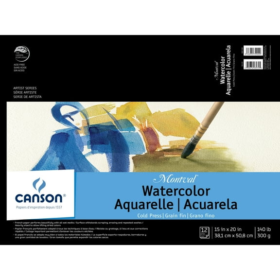 Canson Artist Series Montval Watercolor Pad, 15" x 20", 12 Sheets