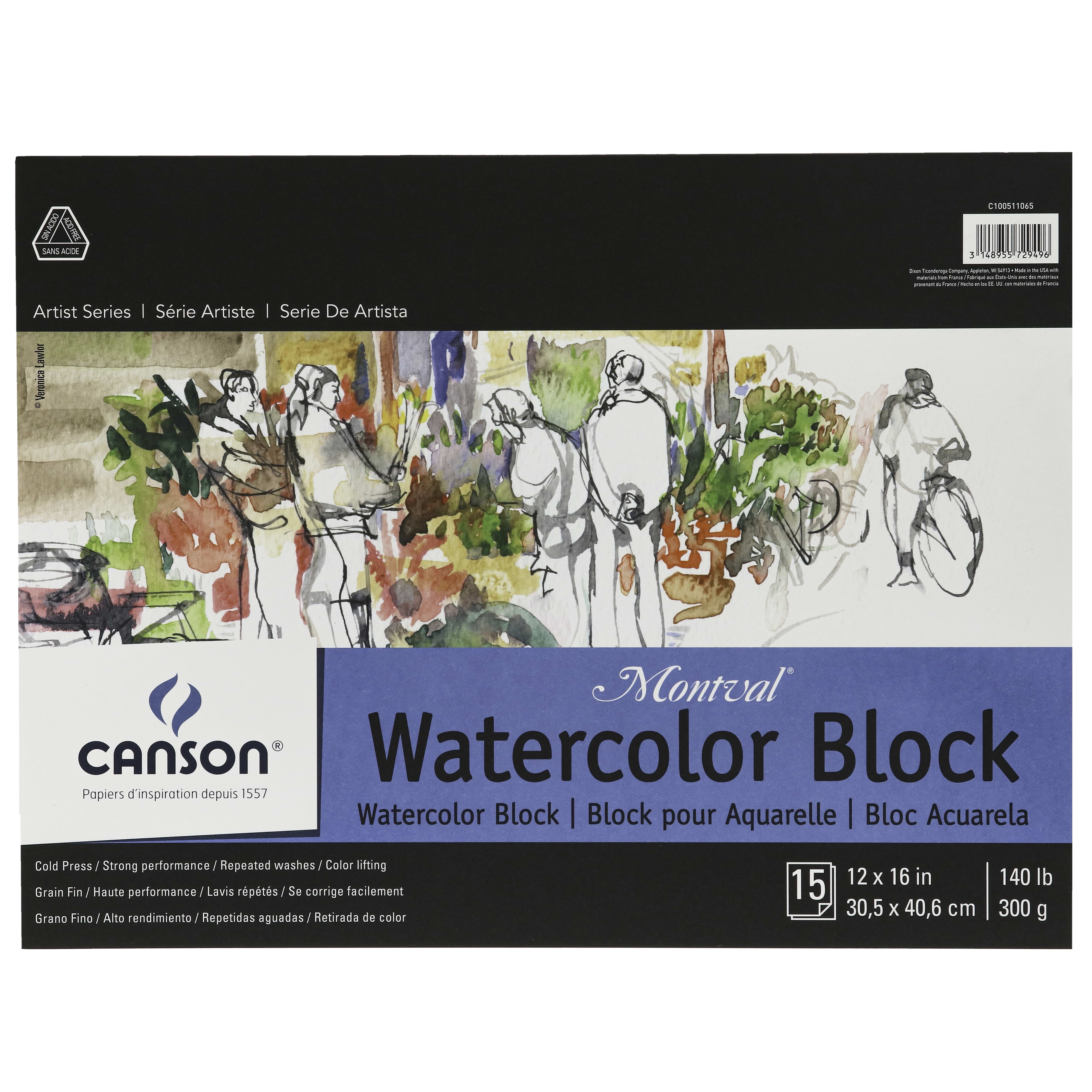 Canson Artist Series Montval Watercolor Block, 12" x 16", 15 Sheets