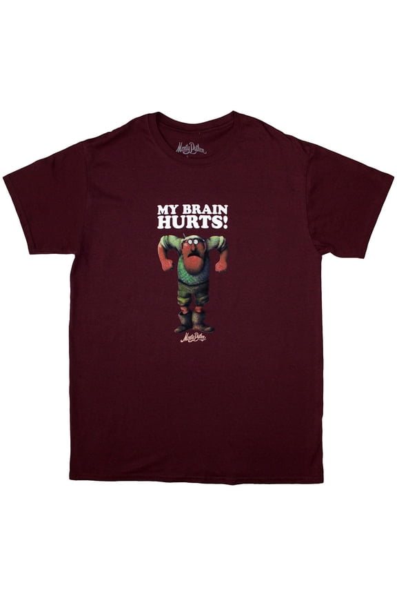 Monty Python Unisex T-Shirt My Brain Hurts (Maroon Red) (Large)