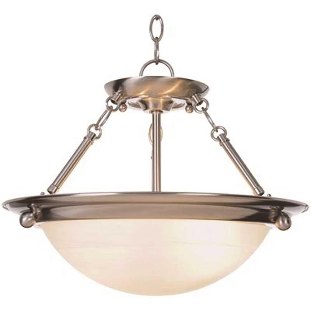 Alabaster Glass Bowl 23" Pendant in Brushed Nickel
