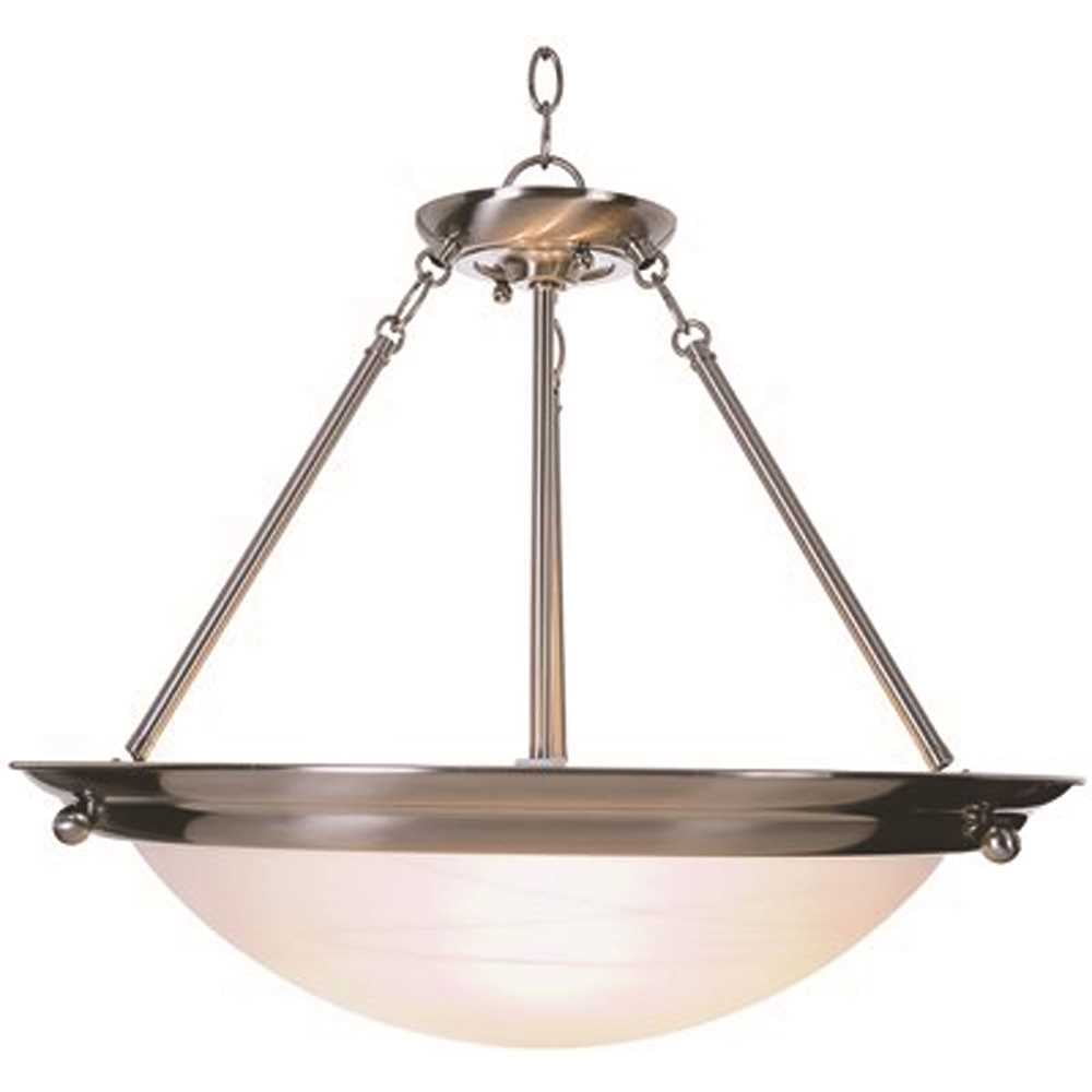 Monument Brushed Nickel Pendant Light with Alabaster Glass Shade