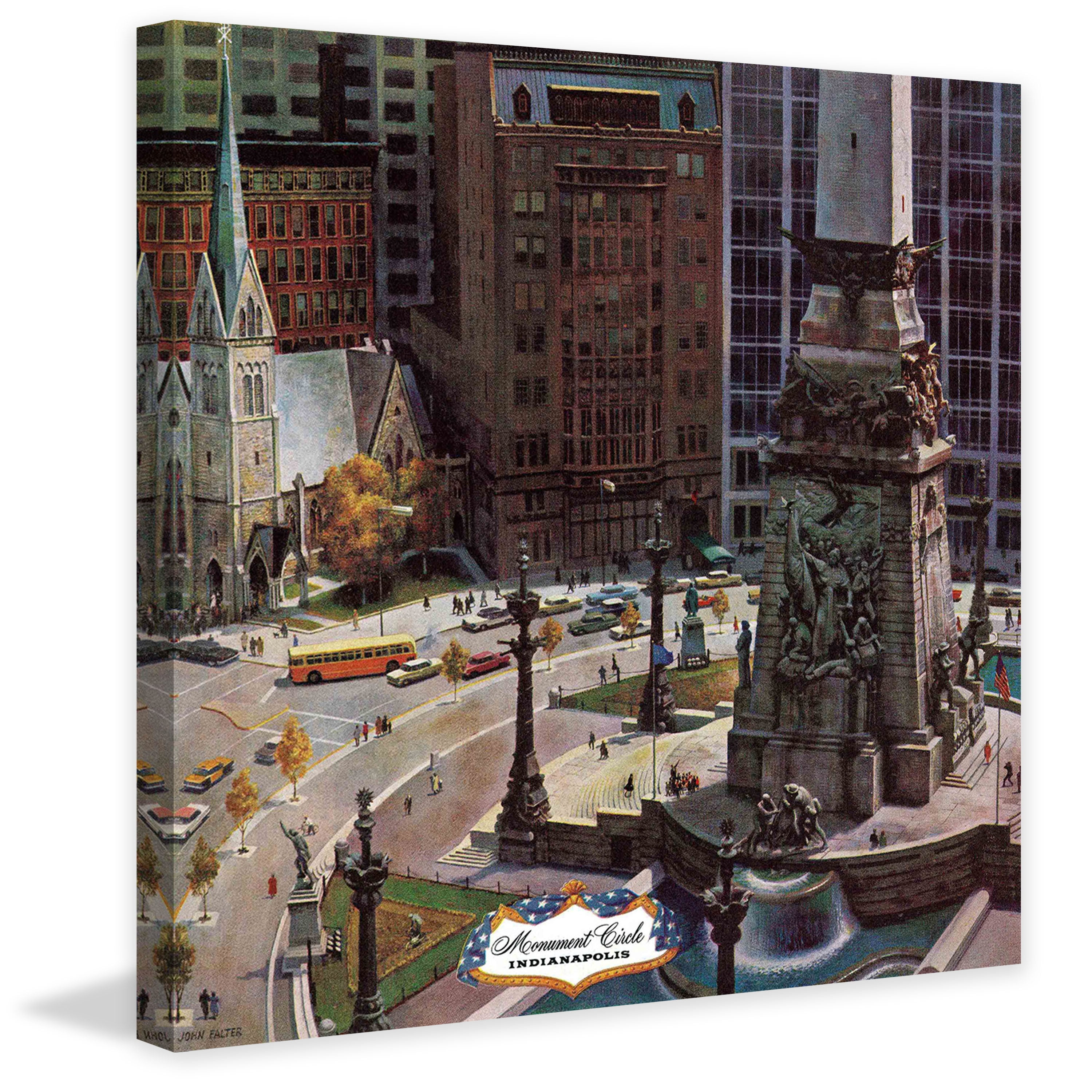 "Monument Circle" Painting Print on Wrapped Canvas
