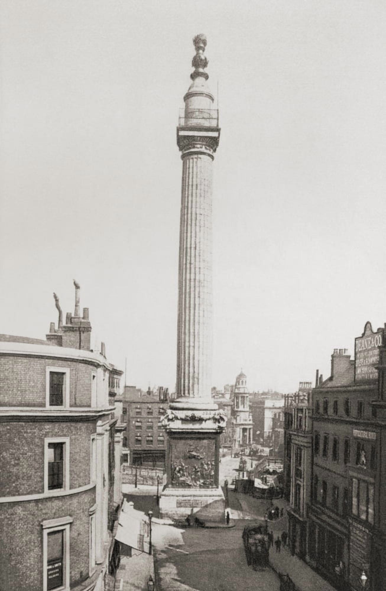 The Monument To The Great Fire Of London Aka The Monument London England In The Late 19Th Century From London Historic And Social Published 1902 Canvas Art - Ken Welsh Design Pics (12 x 19)
