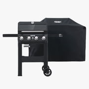 Monument Grills 4-Burner Liquid Propane Gas Grill, 36,000 BTU Stainless Steel Outdoor Barbecue Grill, Clearview Lid, Foldable Side Shelf, Easy Cleanup, M400MF with Grill Cover