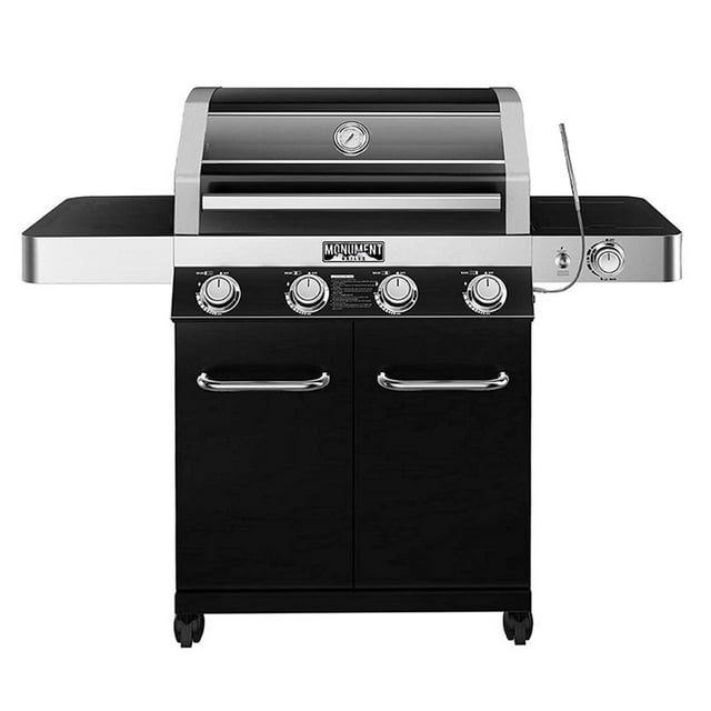 Monument Grills 24633 4 Burner Black Propane Outdoor Gas Grill with Grill Thermometer