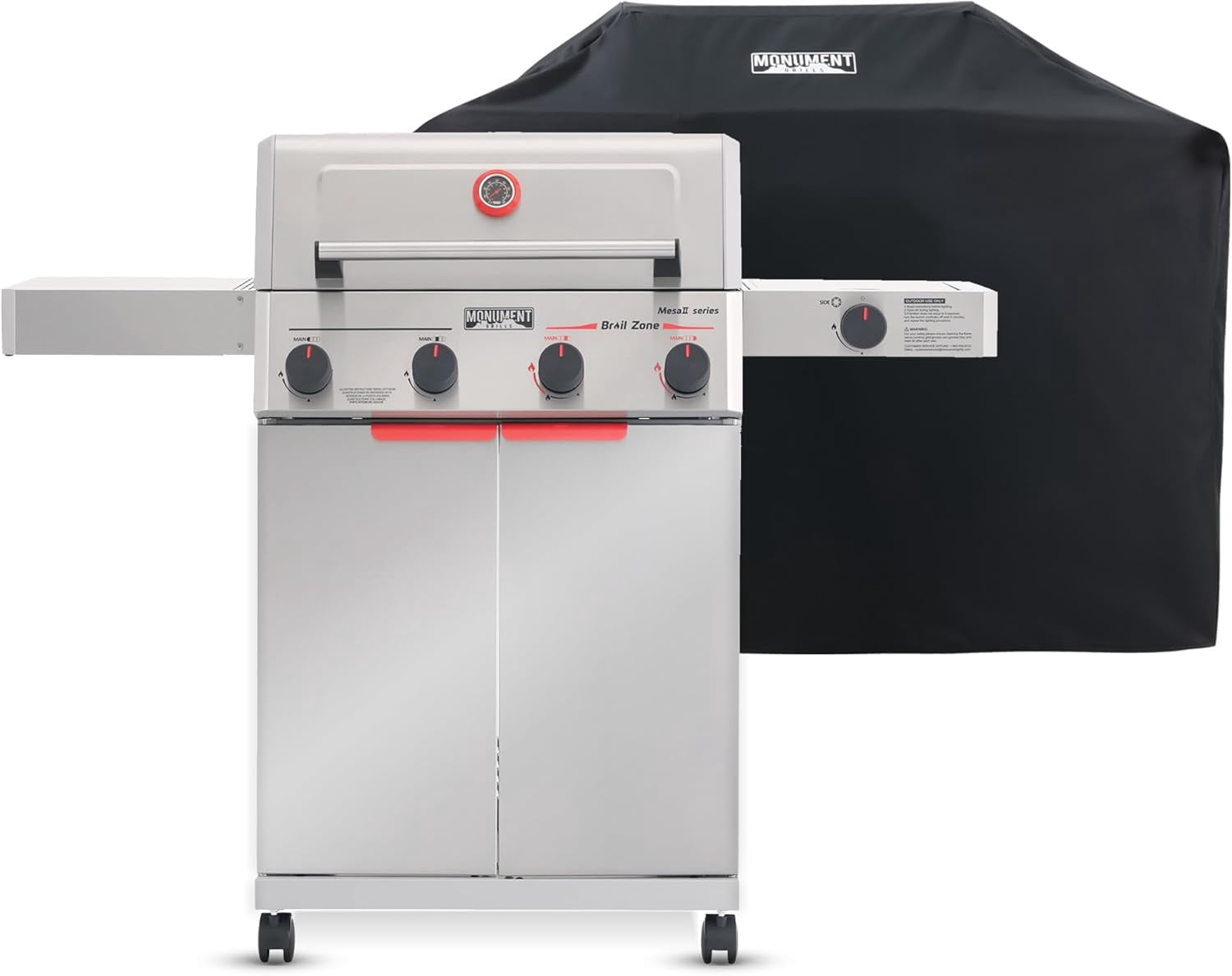 Monument Grills 4 +1  Burner Propane Gas Grill,49,000 BTU Stainless Steel Outdoor Patio Barbecue Grill with  Raincover