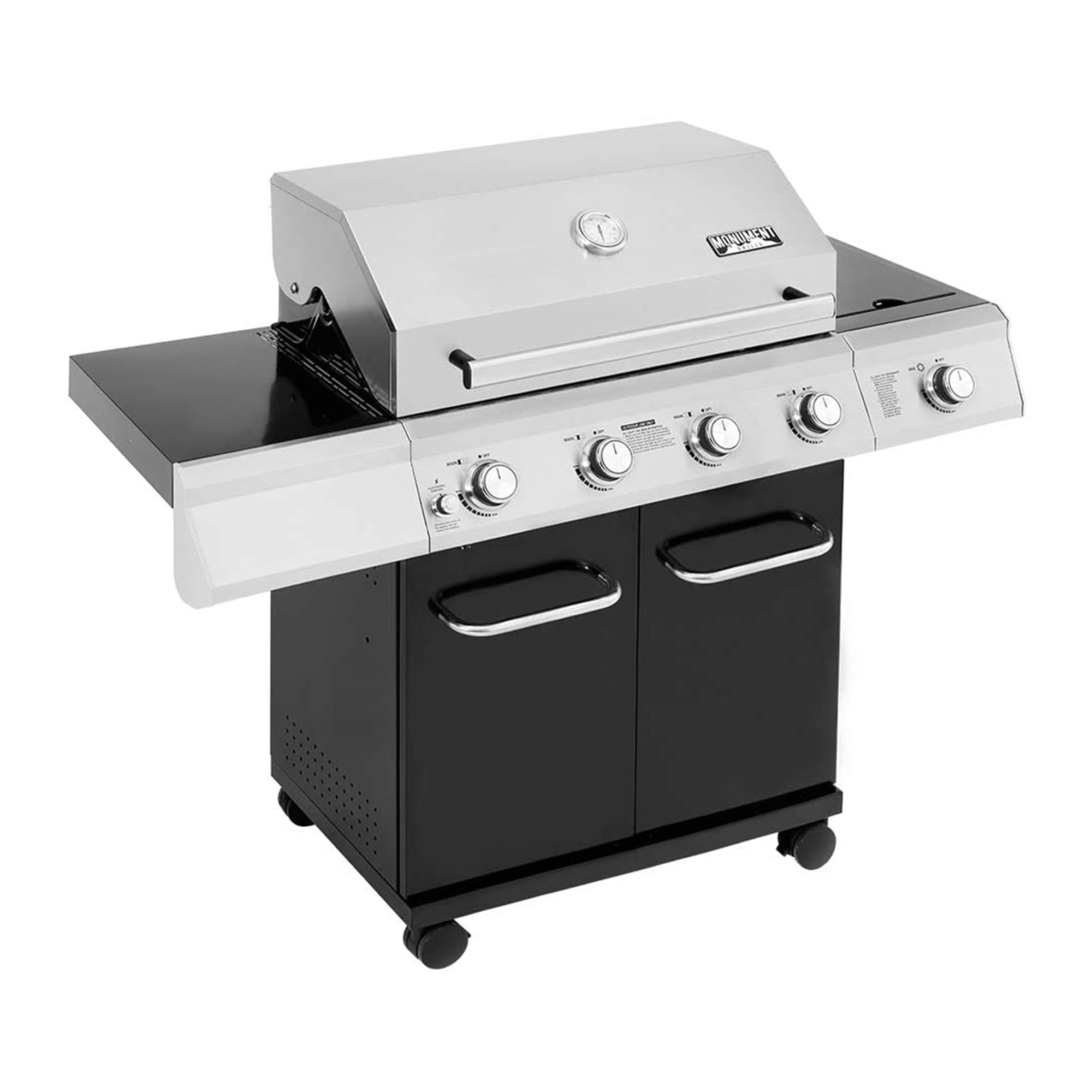 Monument Grills 17842 Stainless Steel 4-Burner Propane Gas Grill with Rotisserie - Silver