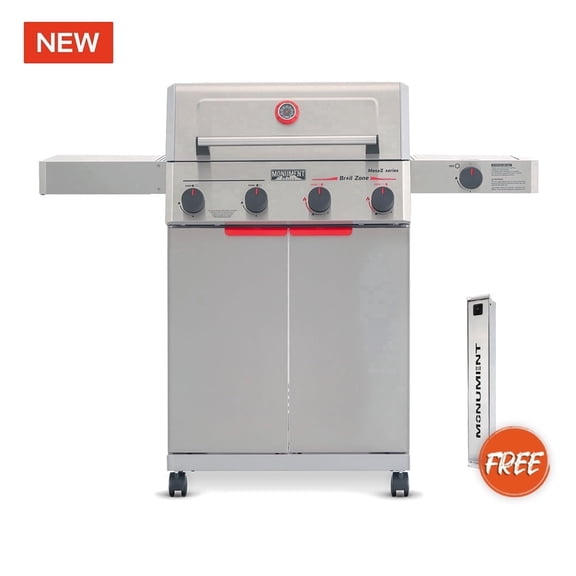 Monument Grills 4 +1  Burner Propane Gas Grill,49,000 BTU Stainless Steel Outdoor Patio Barbecue Grill with  Folding Shelves and  Flip Rack,Mesa II 415BZ