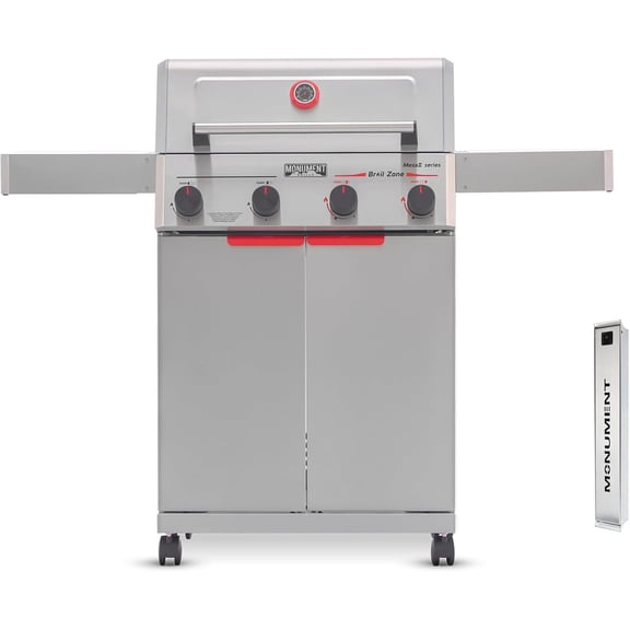 Monument Grills 4 Burner Propane Gas Grill ,Stainless Steel Outdoor Patio Barbecue Grill with Smoker Box Mesa II 410BZ