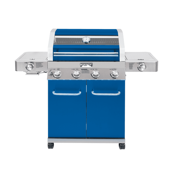 Monument Grills Stainless Steel 4 Burner Propane Gas Grill with Clearview® Lid, Infrared Side Sear Burner & Side Burner