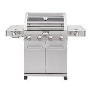 Monument Grills 4-Burner Propane Gas Grill in Stainless with Clear View Lid, LED Controls, Side and Sear Burners