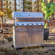 Monument Grills 6+1 Burner Propane Gas Grill 84,000 BTU Stainless Steel Outdoor Patio Barbecue Grill LED Controls , Free Rotisserie Kit , and Easy Cleanup , 77352