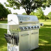 Monument Grills 6+1 Burner Propane Gas Grill 84,000 BTU Stainless Steel Outdoor Patio Barbecue Grill LED Controls , Free Rotisserie Kit , and Easy Cleanup , 77352