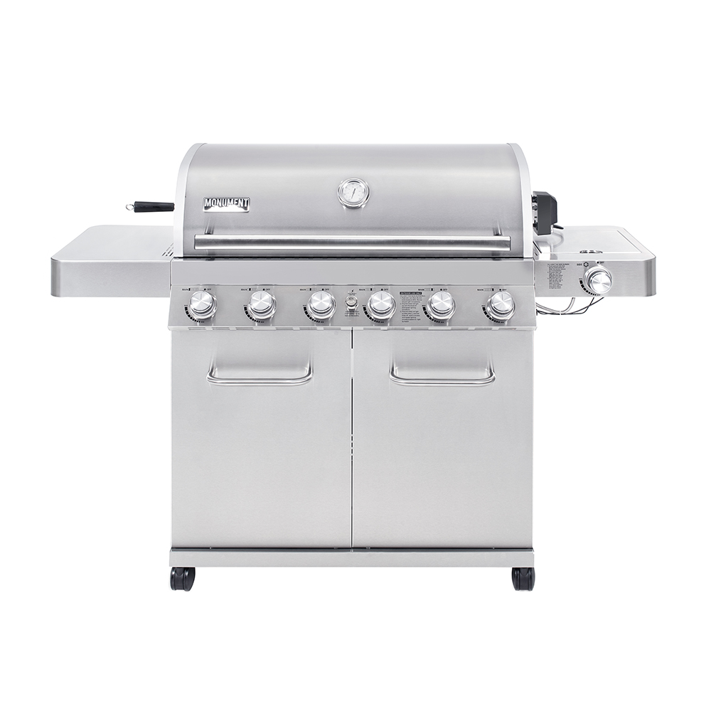 Monument Grills 77352 6-Burner Propane Gas Stainless Grill with LED Controls, Side Burner and Rotisserie Kit - image 1 of 11