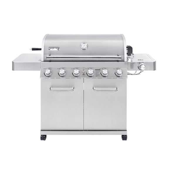 Monument Grills 6+1 Burner Propane Gas Grill 84,000 BTU Stainless Steel Outdoor Patio Barbecue Grill LED Controls , Free Rotisserie Kit , and Easy Cleanup , 77352