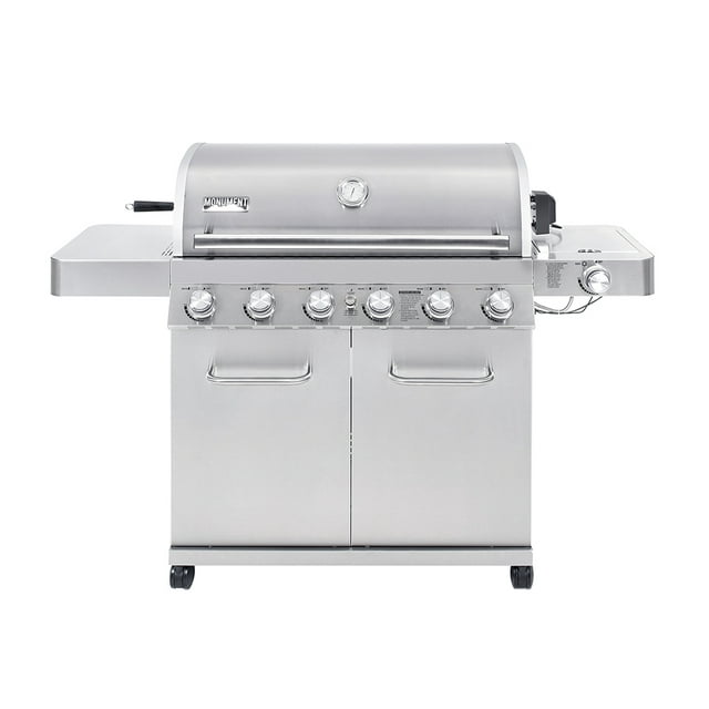 Monument Grills 77352 6-Burner Propane Gas Stainless Grill with LED Controls, Side Burner and Rotisserie Kit