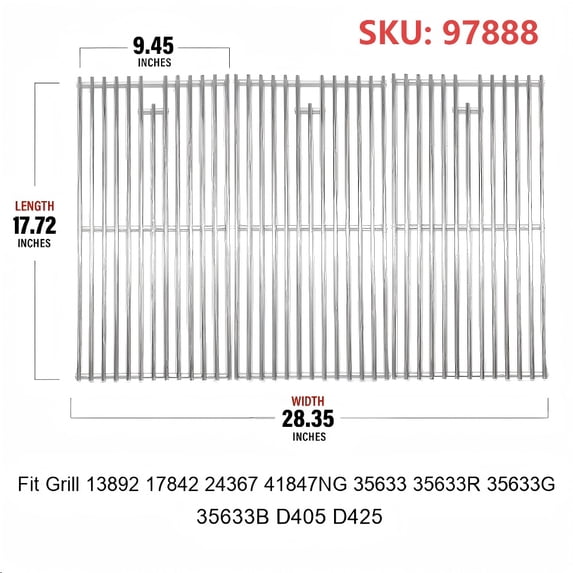 Monument Model #97888 17.7-in x 9.45-in 3 -Pack Rectangle Stainless steel Grilling grate