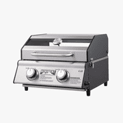 Monument Grills Portable 2-Burner Tabletop Propane Gas Grill with Locking Clearview Lid, Stainless Steel