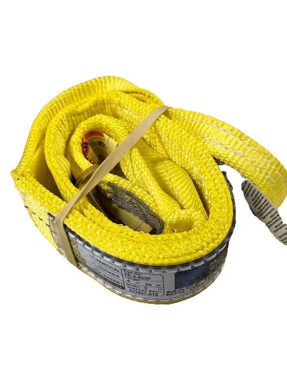 2" X 4' Eye & Eye Polyester Web Sling, Pulling Strap, Double Ply, USA Sling, Vertical 6,400, Choke 5,000, 12,800 lbs of Basket Hold, Made in The United States