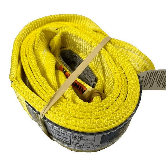 Monument Industrial Supply 2" X 6' Eye & Eye Polyester Web Sling, Pulling Strap, Double Ply, USA Sling, Vertical 6,400, Choke 5,000, 12,800 lbs of Basket Hold, Made in The United States