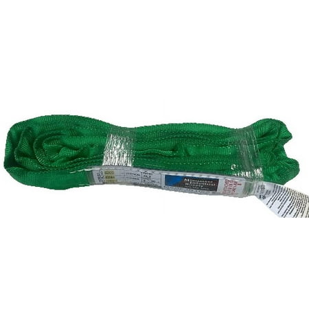 Monument Industrial Supply 4' Green Endless Round Polyester Lifting Sling, USA Made, Approx Diam (.60) Color Green, Vertical 2,650, Choke, 2,120, Basket 5,300, Weight .2, Width at 1 1/8" (4 Feet)