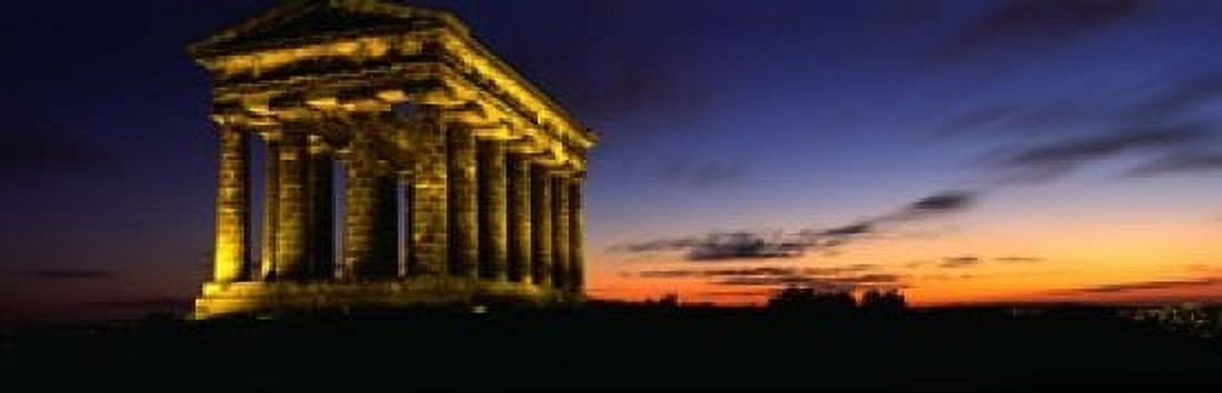 Monument Lit Up At Dusk Penshaw Monument London England United Kingdom Canvas Art - Panoramic Images (18 x 6)
