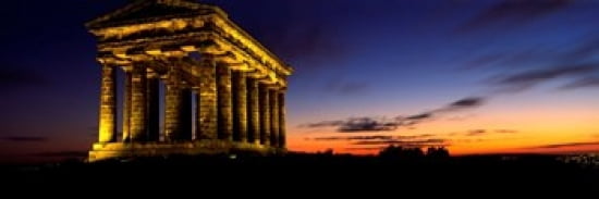 Monument Lit Up At Dusk Penshaw Monument London England United Kingdom Canvas Art - Panoramic Images (36 x 12)