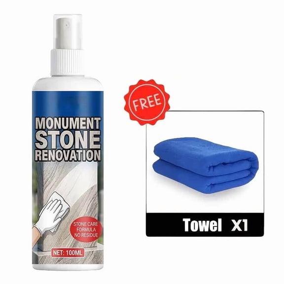 Monument Restorer Spray 3.4 fl oz Headstone Cleaner Rust Stain Remover For Granite Tombstone With Towel