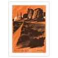 thumbnail image 1 of Monument Valley Arizona - Sandstone Buttes - Vintage Airline Travel Poster by David Klein c.1968 - Bamboo Fine Art 290gsm Paper Print (Unframed) 24x32in, 1 of 4