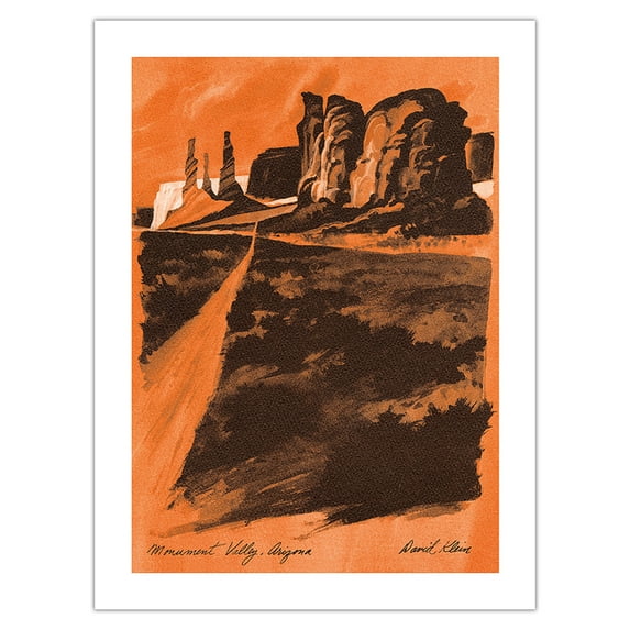 Monument Valley Arizona - Sandstone Buttes - Vintage Airline Travel Poster by David Klein c.1968 - Bamboo Fine Art 290gsm Paper Print (Unframed) 24x32in