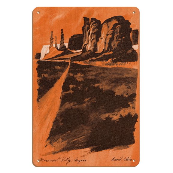 Monument Valley Arizona - Sandstone Buttes - Vintage Airline Travel Poster by David Klein c.1968 - 8 x 12 inch Vintage Wood Art Sign